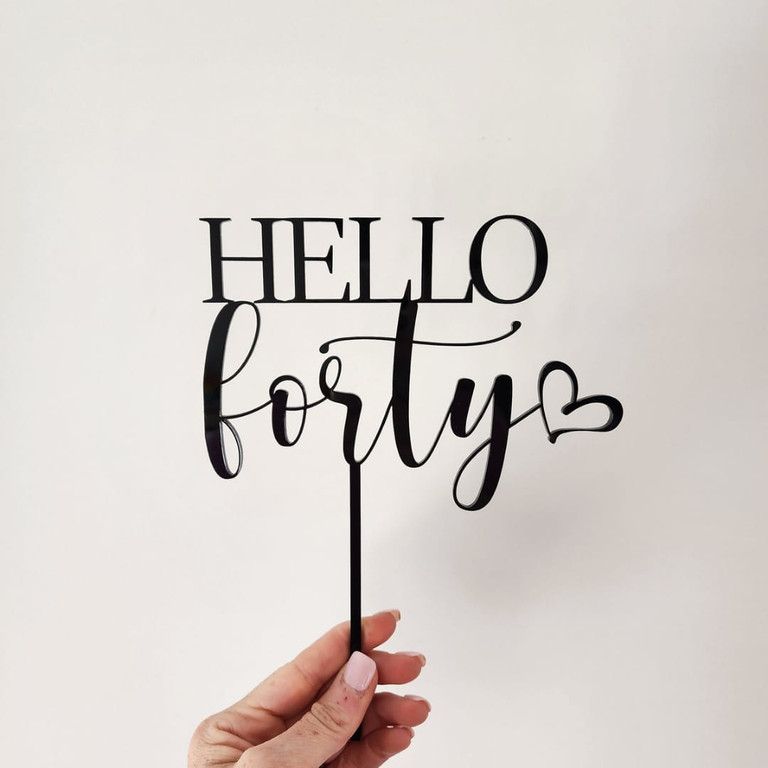 Hello Forty (40th) Cake Topper