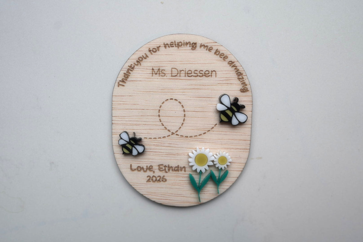 Personalised Bee Teacher Thank You Magnetic Plaque