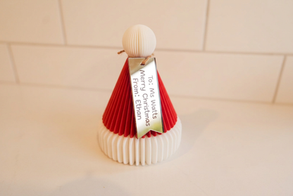 Santa Hat Treat Holder with personalised tag.