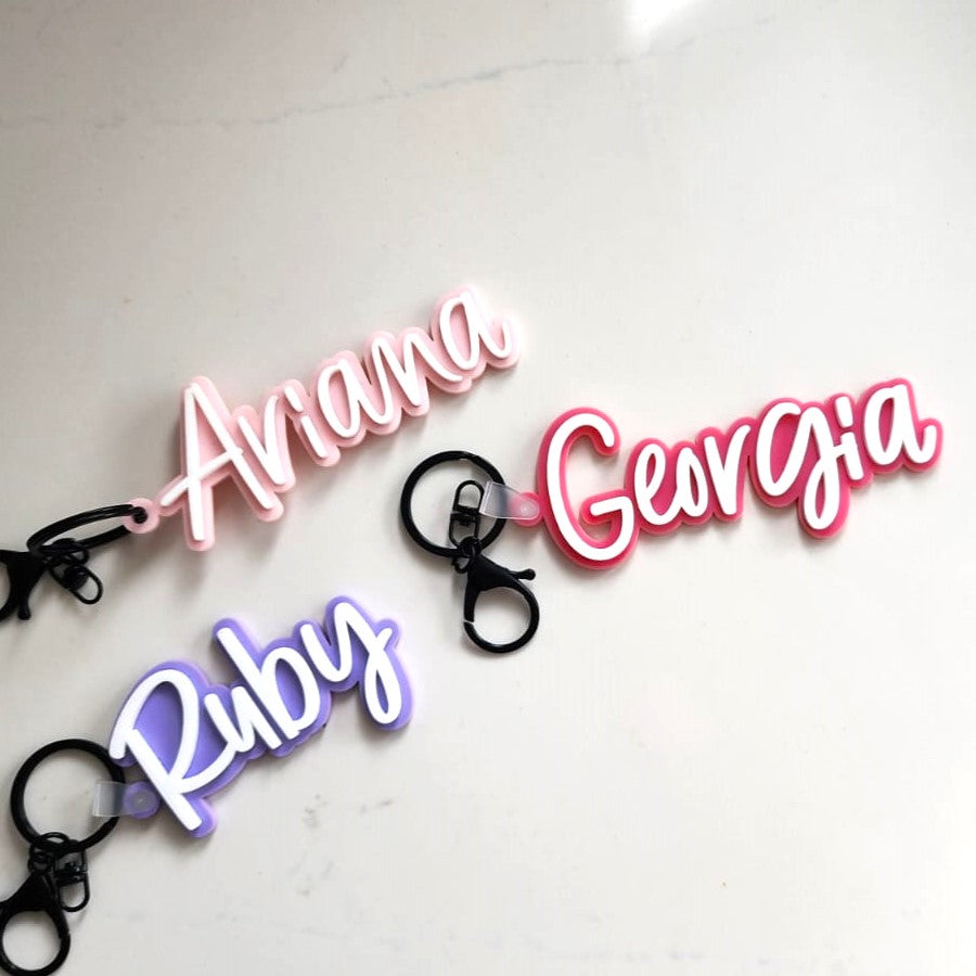 3d Name Key Rings 3D Name keyrings – Mica & Macc