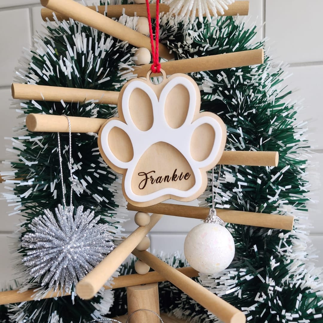 Pet paw print tree ornament